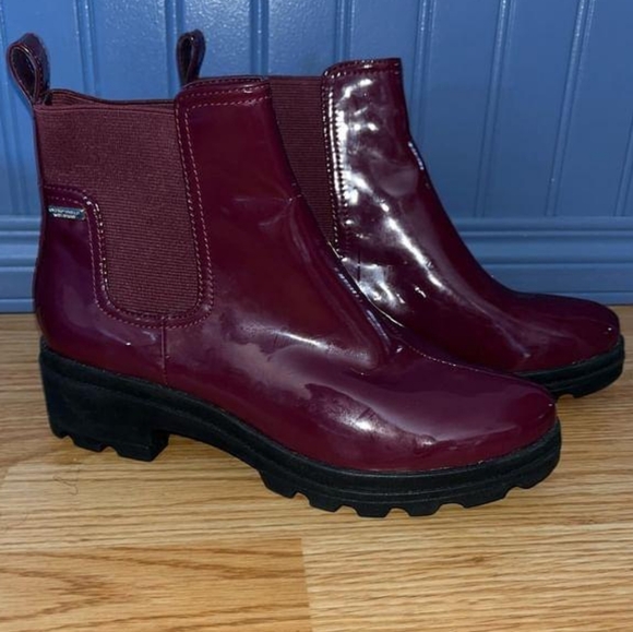 6.5 Rockport Lorraine ll Burgundy Hydro-shield Waterproof Rain Chelsea Boots - Picture 8 of 12